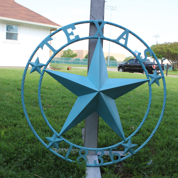 TEXAS 1836 TURQUOISE AQUA BARN METAL 3d LONESTAR WESTERN HOME DECOR NEW #EH12841 24",36",40",50"