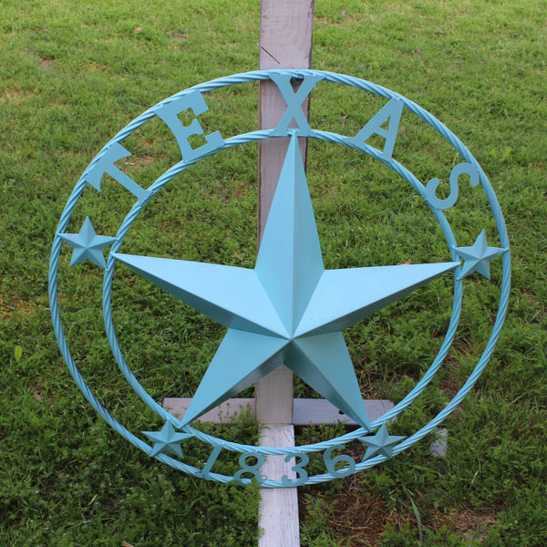 TEXAS 1836 TURQUOISE AQUA BARN METAL 3d LONESTAR WESTERN HOME DECOR NEW #EH12841 24",36",40",50"