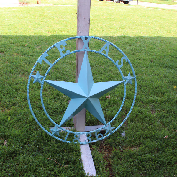 TEXAS 1836 TURQUOISE AQUA BARN METAL 3d LONESTAR WESTERN HOME DECOR NEW #EH12841 24",36",40",50"