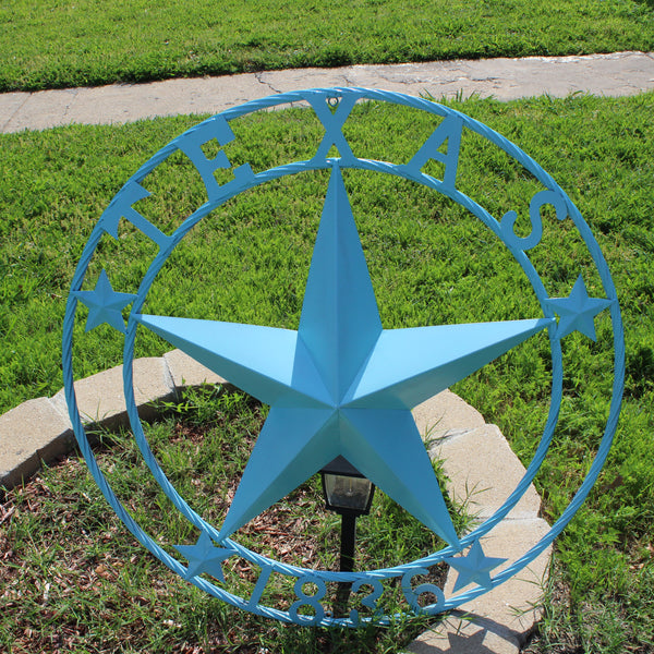 TEXAS 1836 TURQUOISE AQUA BARN METAL 3d LONESTAR WESTERN HOME DECOR NEW #EH12841 24",36",40",50"