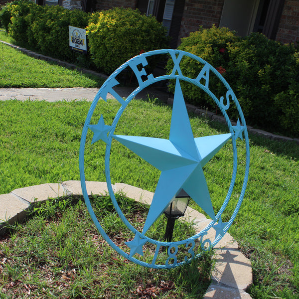 TEXAS 1836 TURQUOISE AQUA BARN METAL 3d LONESTAR WESTERN HOME DECOR NEW #EH12841 24",36",40",50"
