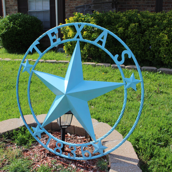 TEXAS 1836 TURQUOISE AQUA BARN METAL 3d LONESTAR WESTERN HOME DECOR NEW #EH12841 24",36",40",50"