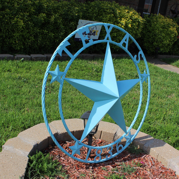 TEXAS 1836 TURQUOISE AQUA BARN METAL 3d LONESTAR WESTERN HOME DECOR NEW #EH12841 24",36",40",50"