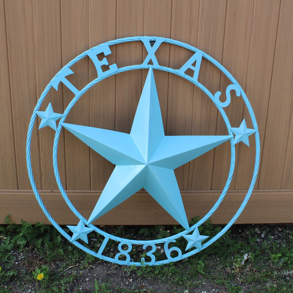 TEXAS 1836 TURQUOISE AQUA BARN METAL 3d LONESTAR WESTERN HOME DECOR NEW #EH12841 24",36",40",50"
