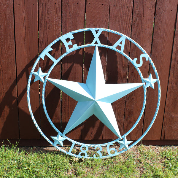 TEXAS 1836 TURQUOISE AQUA BARN METAL 3d LONESTAR WESTERN HOME DECOR NEW #EH12841 24",36",40",50"