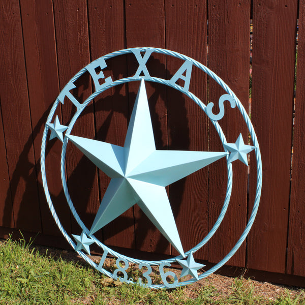 TEXAS 1836 TURQUOISE AQUA BARN METAL 3d LONESTAR WESTERN HOME DECOR NEW #EH12841 24",36",40",50"