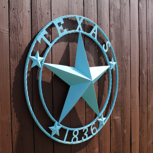 TEXAS 1836 TURQUOISE AQUA BARN METAL 3d LONESTAR WESTERN HOME DECOR NEW #EH12841 24",36",40",50"