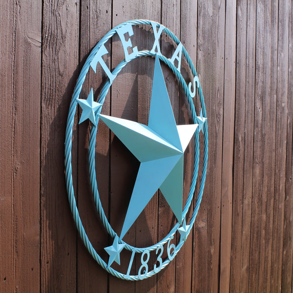 TEXAS 1836 TURQUOISE AQUA BARN METAL 3d LONESTAR WESTERN HOME DECOR NEW #EH12841 24",36",40",50"