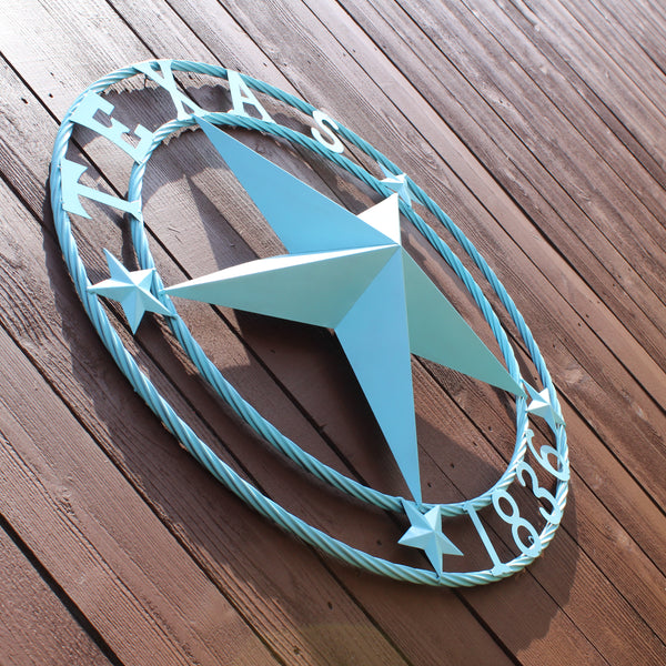 TEXAS 1836 TURQUOISE AQUA BARN METAL 3d LONESTAR WESTERN HOME DECOR NEW #EH12841 24",36",40",50"