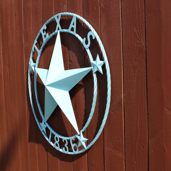 TEXAS 1836 TURQUOISE AQUA BARN METAL 3d LONESTAR WESTERN HOME DECOR NEW #EH12841 24",36",40",50"