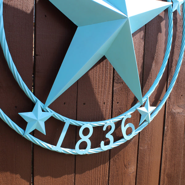 TEXAS 1836 TURQUOISE AQUA BARN METAL 3d LONESTAR WESTERN HOME DECOR NEW #EH12841 24",36",40",50"