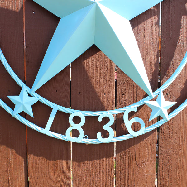 TEXAS 1836 TURQUOISE AQUA BARN METAL 3d LONESTAR WESTERN HOME DECOR NEW #EH12841 24",36",40",50"
