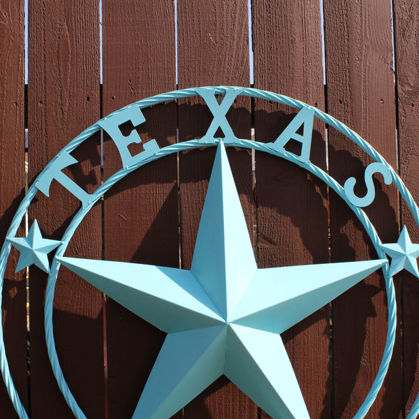 TEXAS 1836 TURQUOISE AQUA BARN METAL 3d LONESTAR WESTERN HOME DECOR NEW #EH12841 24",36",40",50"
