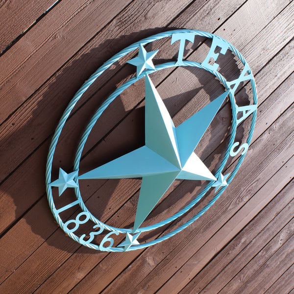 TEXAS 1836 TURQUOISE AQUA BARN METAL 3d LONESTAR WESTERN HOME DECOR NEW #EH12841 24",36",40",50"