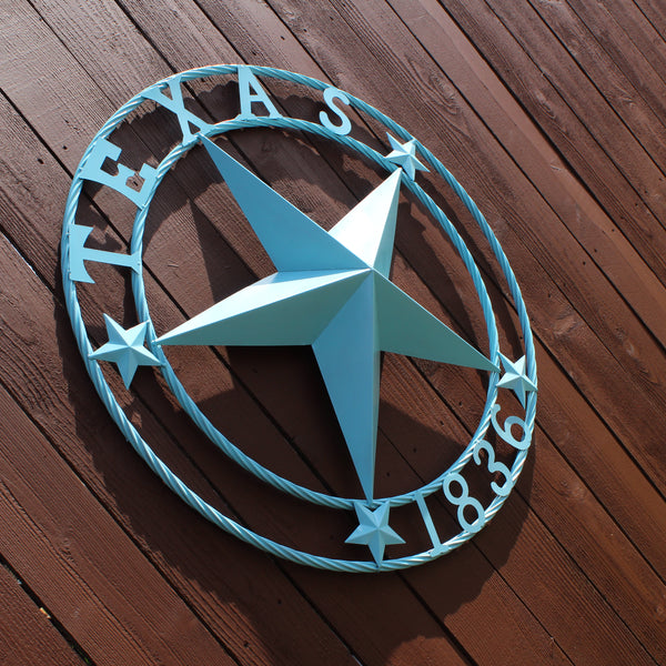 TEXAS 1836 TURQUOISE AQUA BARN METAL 3d LONESTAR WESTERN HOME DECOR NEW #EH12841 24",36",40",50"