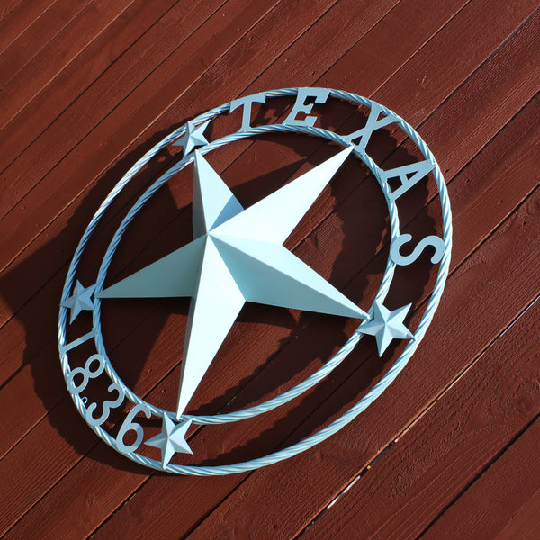 TEXAS 1836 TURQUOISE AQUA BARN METAL 3d LONESTAR WESTERN HOME DECOR NEW #EH12841 24",36",40",50"