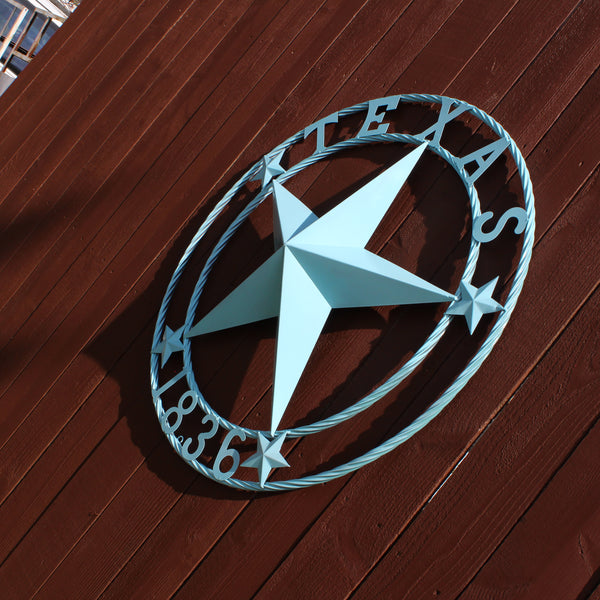 TEXAS 1836 TURQUOISE AQUA BARN METAL 3d LONESTAR WESTERN HOME DECOR NEW #EH12841 24",36",40",50"