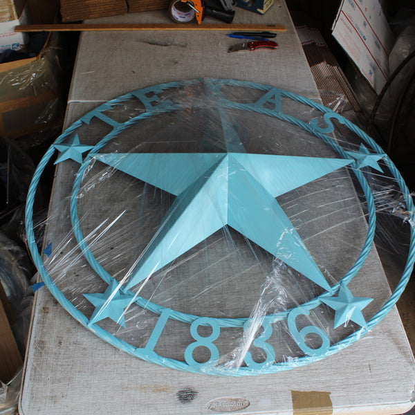TEXAS 1836 TURQUOISE AQUA BARN METAL 3d LONESTAR WESTERN HOME DECOR NEW #EH12841 24",36",40",50"