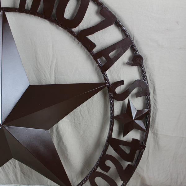 THE ESPINOZA STAR STYLE YOUR CUSTOM FAMILY NAME STAR METAL BARN STAR TWISTED ROPE RING WESTERN HOME DECOR RUSTIC BROWN HANDMADE 24",32",36",40",50"