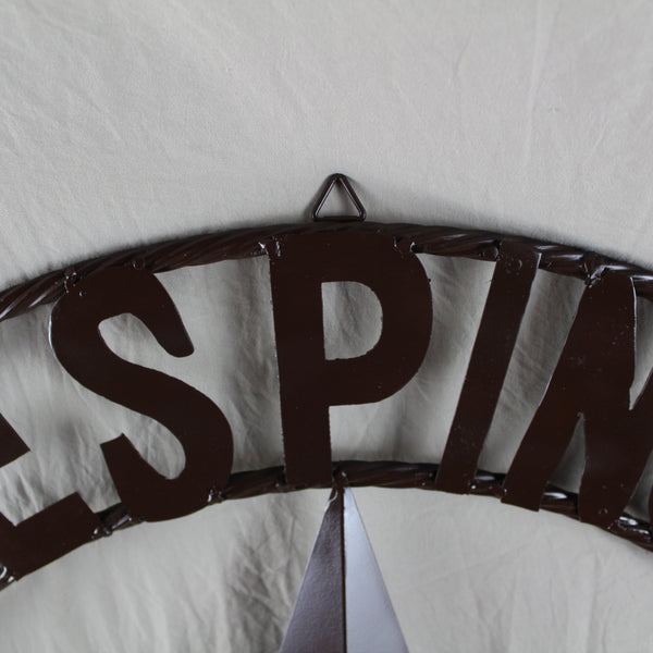 THE ESPINOZA STAR STYLE YOUR CUSTOM FAMILY NAME STAR METAL BARN STAR TWISTED ROPE RING WESTERN HOME DECOR RUSTIC BROWN HANDMADE 24",32",36",40",50"