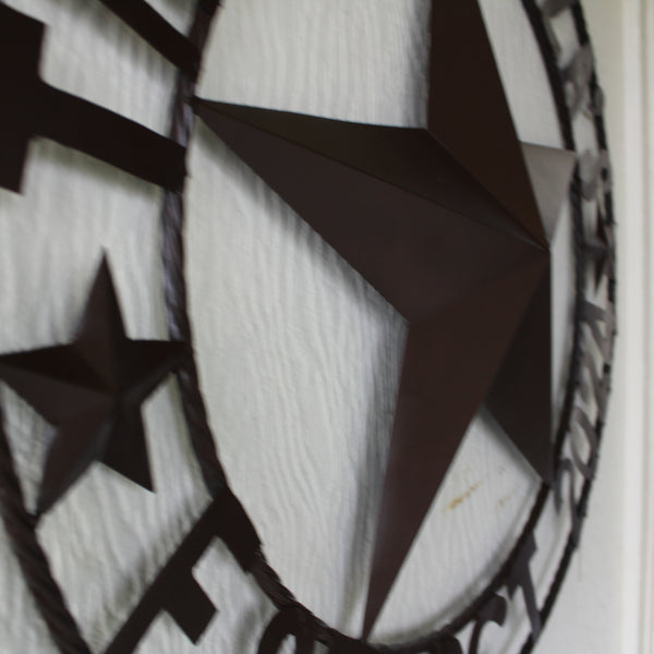 THE ESPINOZA STAR STYLE YOUR CUSTOM FAMILY NAME STAR METAL BARN STAR TWISTED ROPE RING WESTERN HOME DECOR RUSTIC BROWN HANDMADE 24",32",36",40",50"