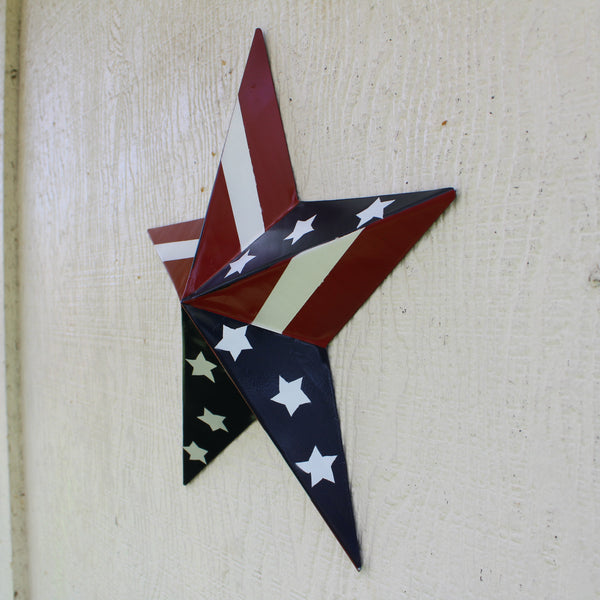 #EH11753 USA BARN STAR AMERICAN FLAG STAR RED WHITE & BLUE METAL STAR HANDMADE NEW 12",24",30"