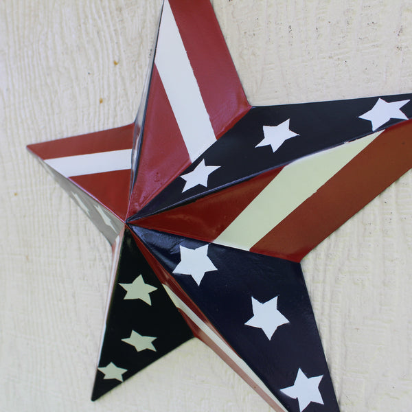 #EH11753 USA BARN STAR AMERICAN FLAG STAR RED WHITE & BLUE METAL STAR HANDMADE NEW 12",24",30"