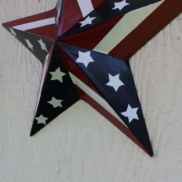 #EH11753 USA BARN STAR AMERICAN FLAG STAR RED WHITE & BLUE METAL STAR HANDMADE NEW 12",24",30"