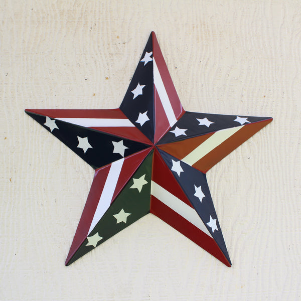 #EH11753 USA BARN STAR AMERICAN FLAG STAR RED WHITE & BLUE METAL STAR HANDMADE NEW 12",24",30"