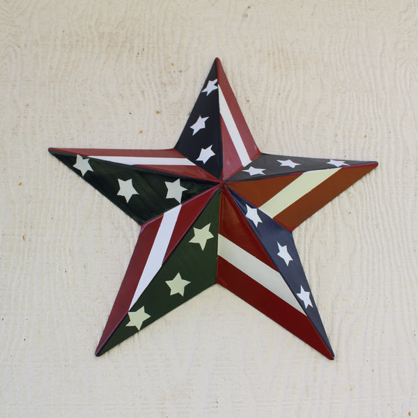 #EH11753 USA BARN STAR AMERICAN FLAG STAR RED WHITE & BLUE METAL STAR HANDMADE NEW 12",24",30"