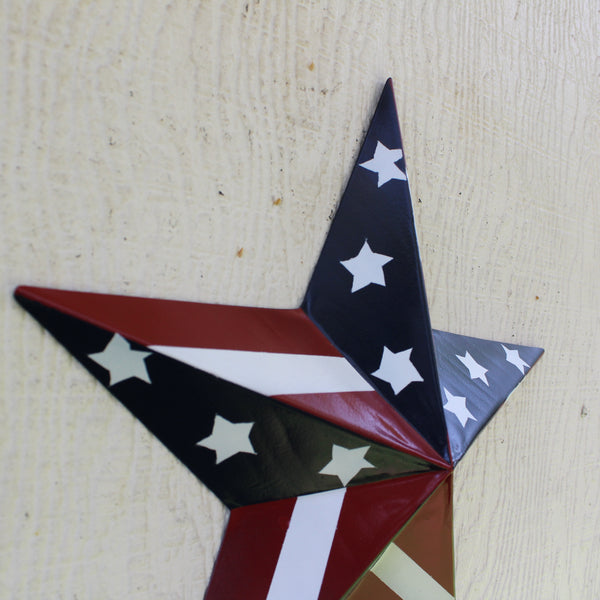 #EH11753 USA BARN STAR AMERICAN FLAG STAR RED WHITE & BLUE METAL STAR HANDMADE NEW 12",24",30"