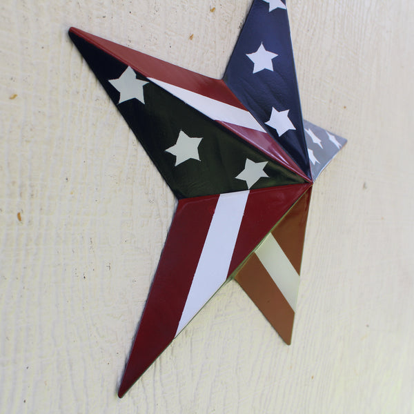 #EH11753 USA BARN STAR AMERICAN FLAG STAR RED WHITE & BLUE METAL STAR HANDMADE NEW 12",24",30"