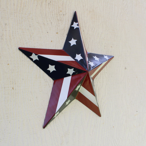 #EH11753 USA BARN STAR AMERICAN FLAG STAR RED WHITE & BLUE METAL STAR HANDMADE NEW 12",24",30"