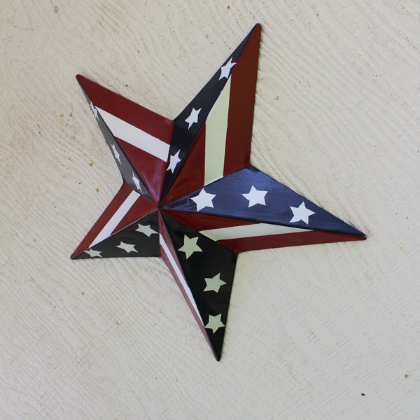 #EH11753 USA BARN STAR AMERICAN FLAG STAR RED WHITE & BLUE METAL STAR HANDMADE NEW 12",24",30"