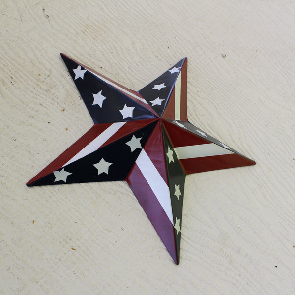 #EH11753 USA BARN STAR AMERICAN FLAG STAR RED WHITE & BLUE METAL STAR HANDMADE NEW 12",24",30"