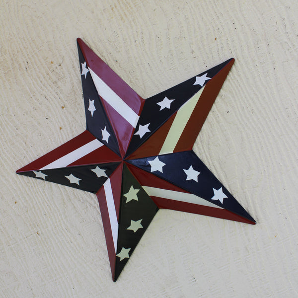 #EH11753 USA BARN STAR AMERICAN FLAG STAR RED WHITE & BLUE METAL STAR HANDMADE NEW 12",24",30"