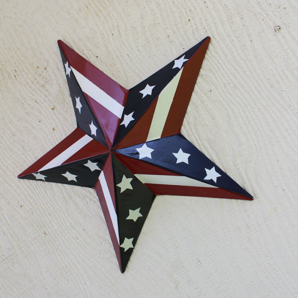 #EH11753 USA BARN STAR AMERICAN FLAG STAR RED WHITE & BLUE METAL STAR HANDMADE NEW 12",24",30"