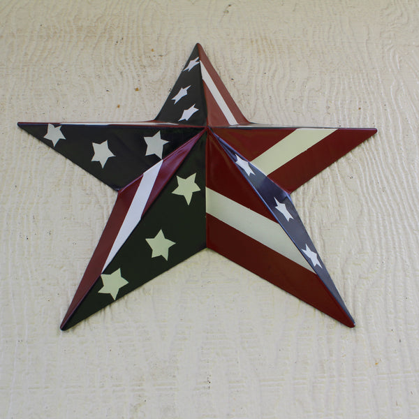 #EH11753 USA BARN STAR AMERICAN FLAG STAR RED WHITE & BLUE METAL STAR HANDMADE NEW 12",24",30"