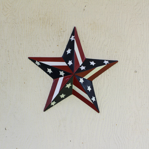 #EH11753 USA BARN STAR AMERICAN FLAG STAR RED WHITE & BLUE METAL STAR HANDMADE NEW 12",24",30"