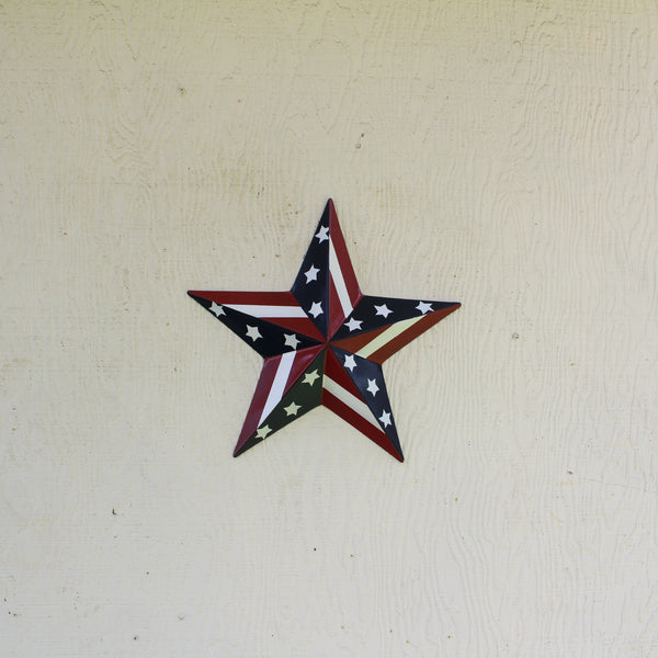 #EH11753 USA BARN STAR AMERICAN FLAG STAR RED WHITE & BLUE METAL STAR HANDMADE NEW 12",24",30"