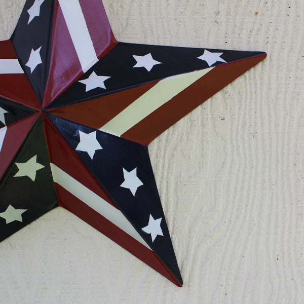 #EH11753 USA BARN STAR AMERICAN FLAG STAR RED WHITE & BLUE METAL STAR HANDMADE NEW 12",24",30"