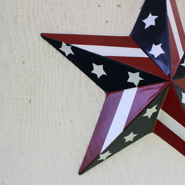 #EH11753 USA BARN STAR AMERICAN FLAG STAR RED WHITE & BLUE METAL STAR HANDMADE NEW 12",24",30"