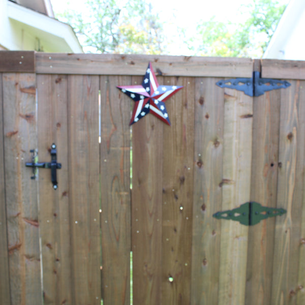 #EH11753 USA BARN STAR AMERICAN FLAG STAR RED WHITE & BLUE METAL STAR HANDMADE NEW 12",24",30"