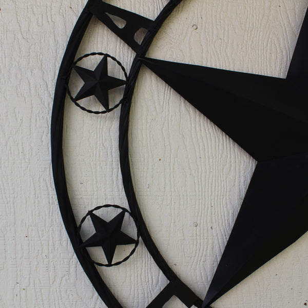 ARKEBAUER STAR STYLE YOUR CUSTOM FAMILY NAME STAR METAL BARN STAR TWISTED ROPE RING WESTERN HOME DECOR RUSTIC BLACK HANDMADE 24",32",36",40",50"