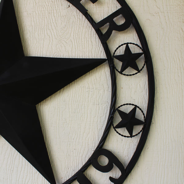 ARKEBAUER STAR STYLE YOUR CUSTOM FAMILY NAME STAR METAL BARN STAR TWISTED ROPE RING WESTERN HOME DECOR RUSTIC BLACK HANDMADE 24",32",36",40",50"