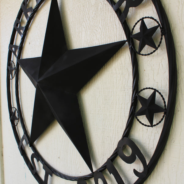 ARKEBAUER STAR STYLE YOUR CUSTOM FAMILY NAME STAR METAL BARN STAR TWISTED ROPE RING WESTERN HOME DECOR RUSTIC BLACK HANDMADE 24",32",36",40",50"