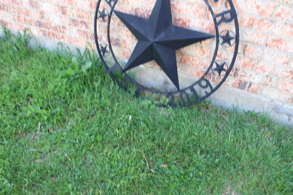 ARKEBAUER STAR STYLE YOUR CUSTOM FAMILY NAME STAR METAL BARN STAR TWISTED ROPE RING WESTERN HOME DECOR RUSTIC BLACK HANDMADE 24",32",36",40",50"
