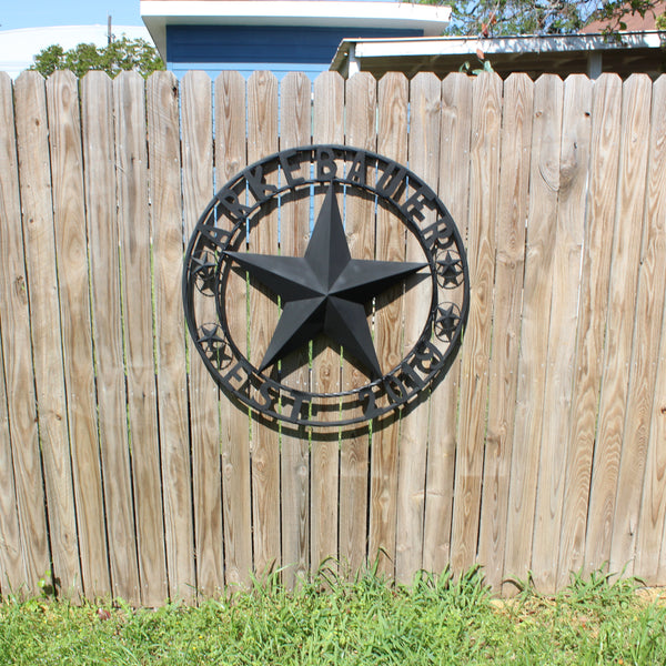 ARKEBAUER STAR STYLE YOUR CUSTOM FAMILY NAME STAR METAL BARN STAR TWISTED ROPE RING WESTERN HOME DECOR RUSTIC BLACK HANDMADE 24",32",36",40",50"