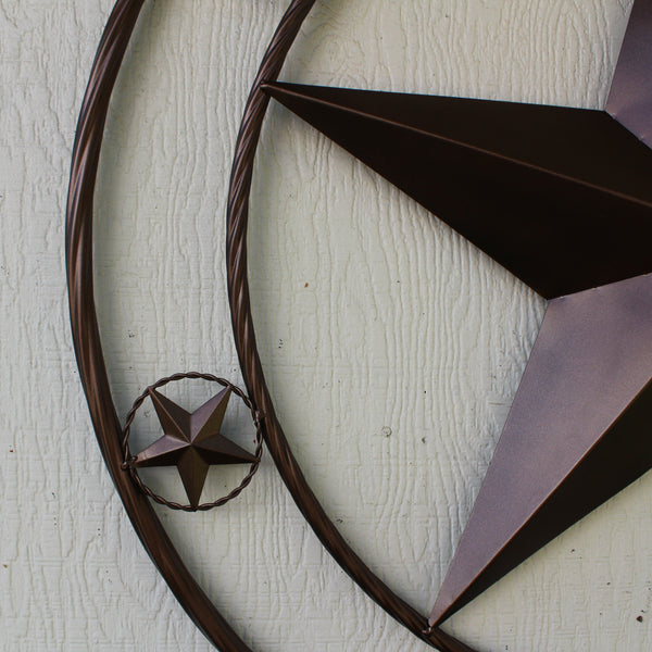 WELCOME BARN STAR METAL LONE STAR TWISTED ROPE RING WESTERN HOME DECOR HANDMADE #EH12842