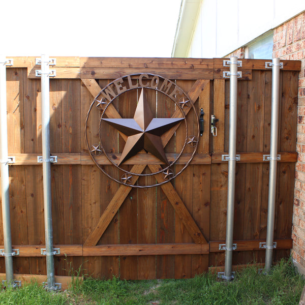 WELCOME BARN STAR METAL LONE STAR TWISTED ROPE RING WESTERN HOME DECOR HANDMADE #EH12842